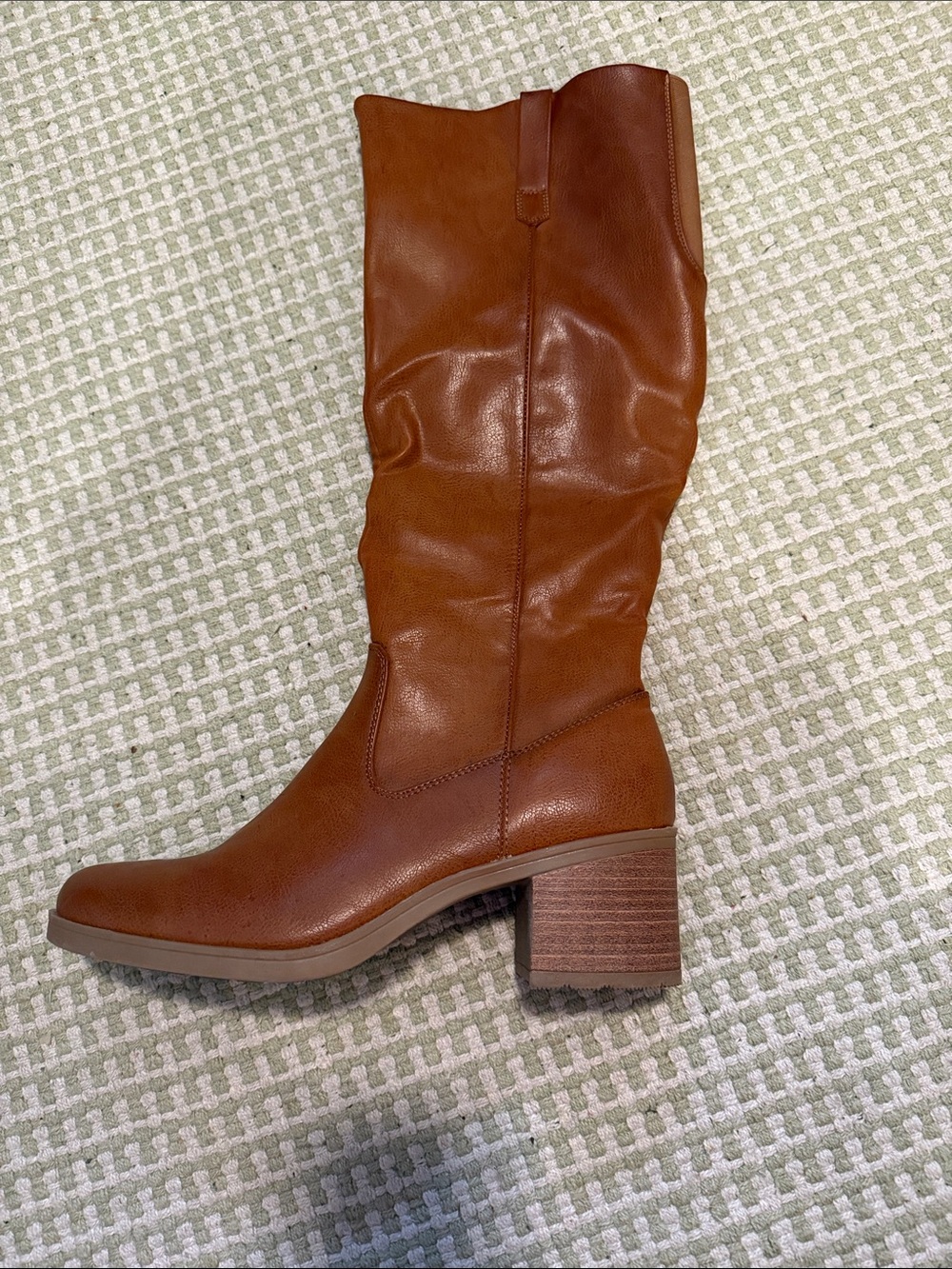 BareTraps Tan/Brown Leather Mid-Calf Block Heel Boots